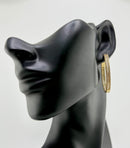 925 Sterling Silver Gold Plated Baguette & Round Cubic Zirconia Pavé Hoop Earrings