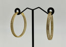 925 Sterling Silver Gold Plated Baguette & Round Cubic Zirconia Pavé Hoop Earrings