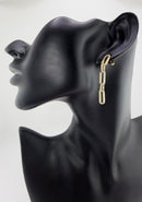 925 Sterling Silver Gold Plated Cubic Zirconia Pavé Chain Link Drop Earrings