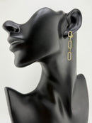 925 Sterling Silver Gold Plated Cubic Zirconia Pavé Chain Link Drop Earrings