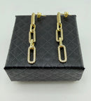 925 Sterling Silver Gold Plated Cubic Zirconia Pavé Chain Link Drop Earrings