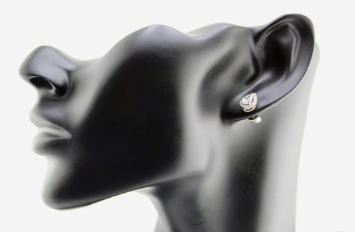 925 Sterling Silver Cubic Zirconia Pear Cut Halo Stud Earrings