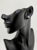 925 Sterling Silver Cubic Zirconia Pear Cut Halo Stud Earrings