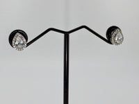925 Sterling Silver Cubic Zirconia Pear Cut Halo Stud Earrings