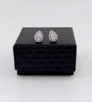 925 Sterling Silver Cubic Zirconia Pear Cut Halo Stud Earrings