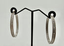 925 Sterling Silver Baguette & Round Cubic Zirconia Pavé Large Hoop Earrings