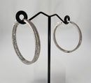 925 Sterling Silver Baguette & Round Cubic Zirconia Pavé Large Hoop Earrings