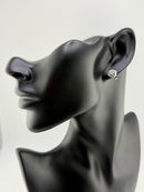 925 Sterling Silver Cubic Zirconia Swirl Bezel Solitaire Stud Earrings