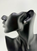 925 Sterling Silver Cubic Zirconia Swirl Bezel Solitaire Stud Earrings