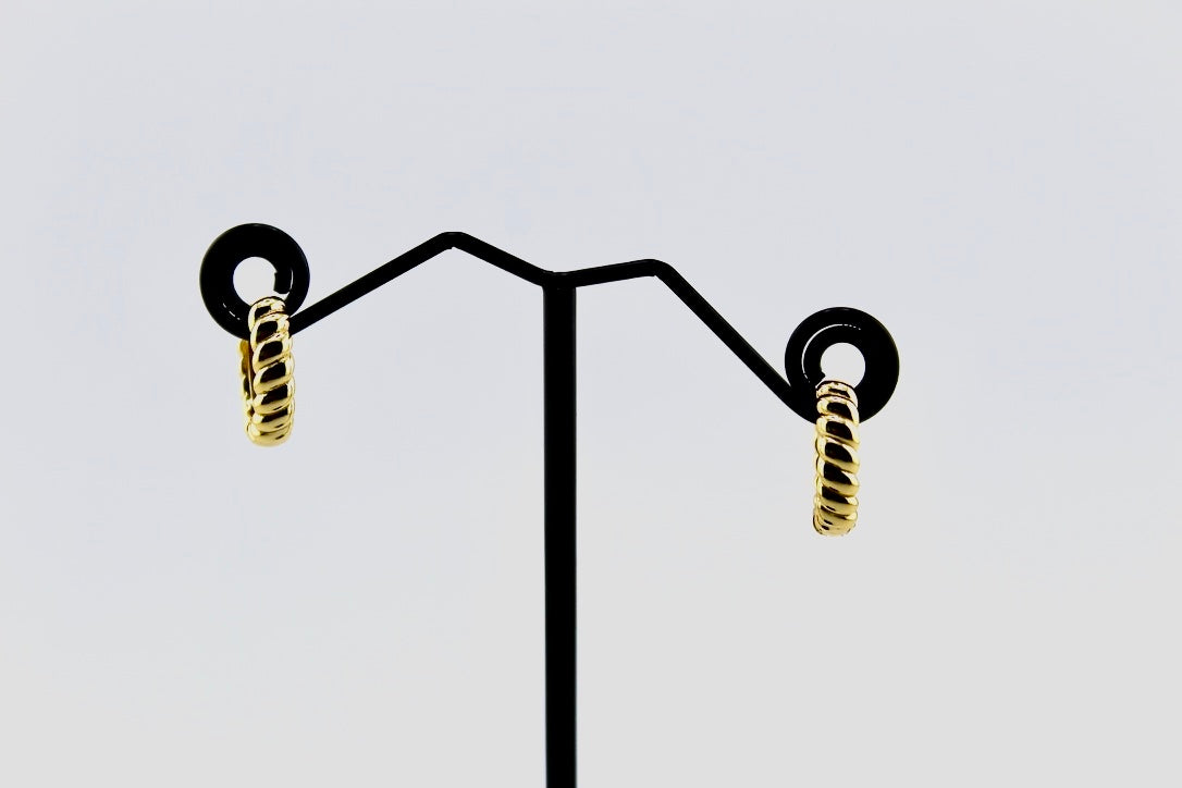 925 Sterling Silver Gold Plated Twisted Hoop Earrings