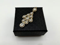 925 Sterling Silver Gold Plated Pear CZ Halo Cluster Pendant Necklace