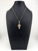 925 Sterling Silver Gold Plated Pear CZ Halo Cluster Pendant Necklace