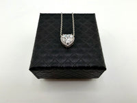 925 Sterling Silver Heart CZ Halo Pendant Necklace