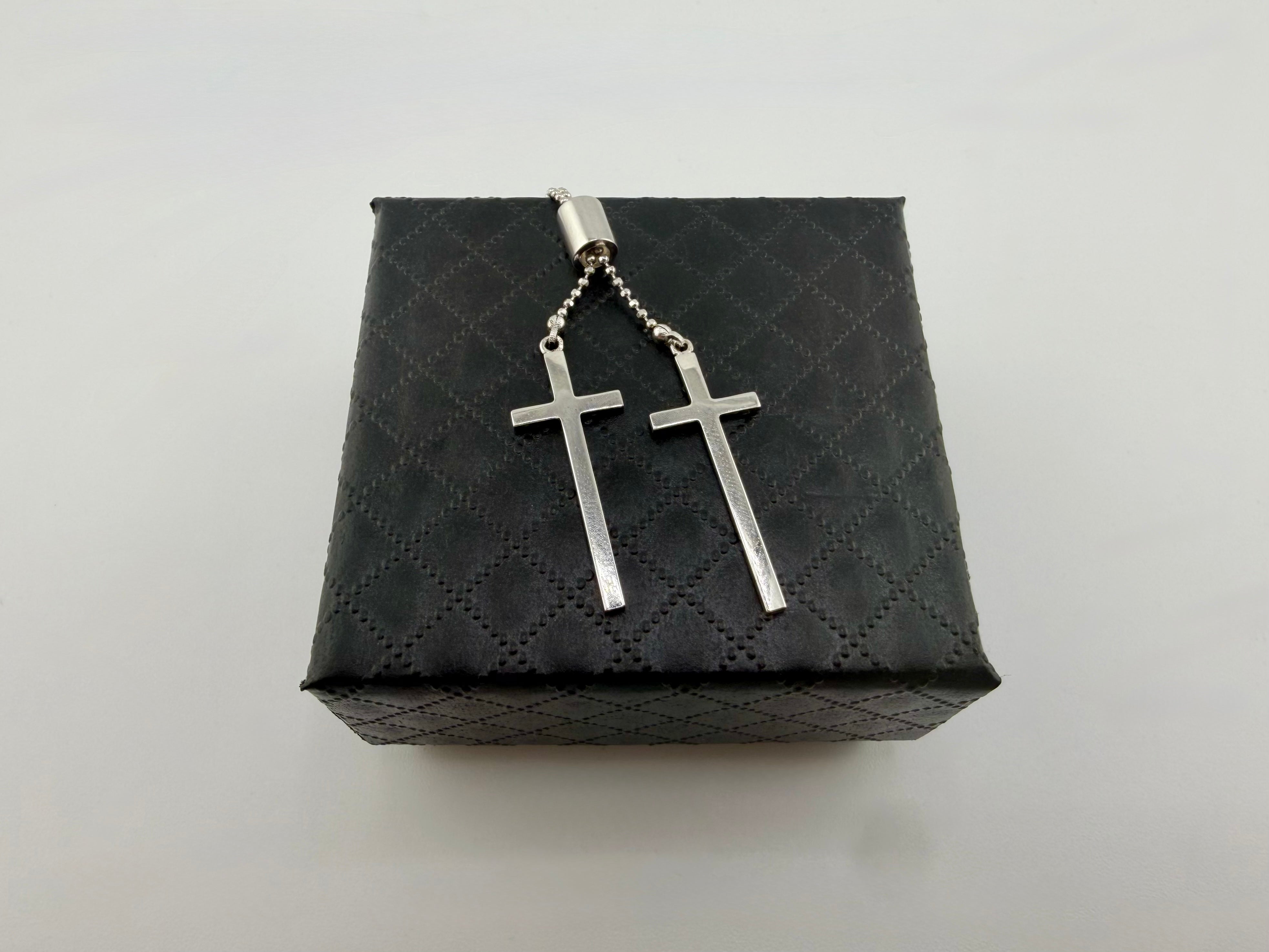 925 Sterling Silver Double Cross Lariat Y Necklace