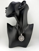 925 Sterling Silver Baguette & Pavé CZ Cluster Disc Pendant Station Necklace
