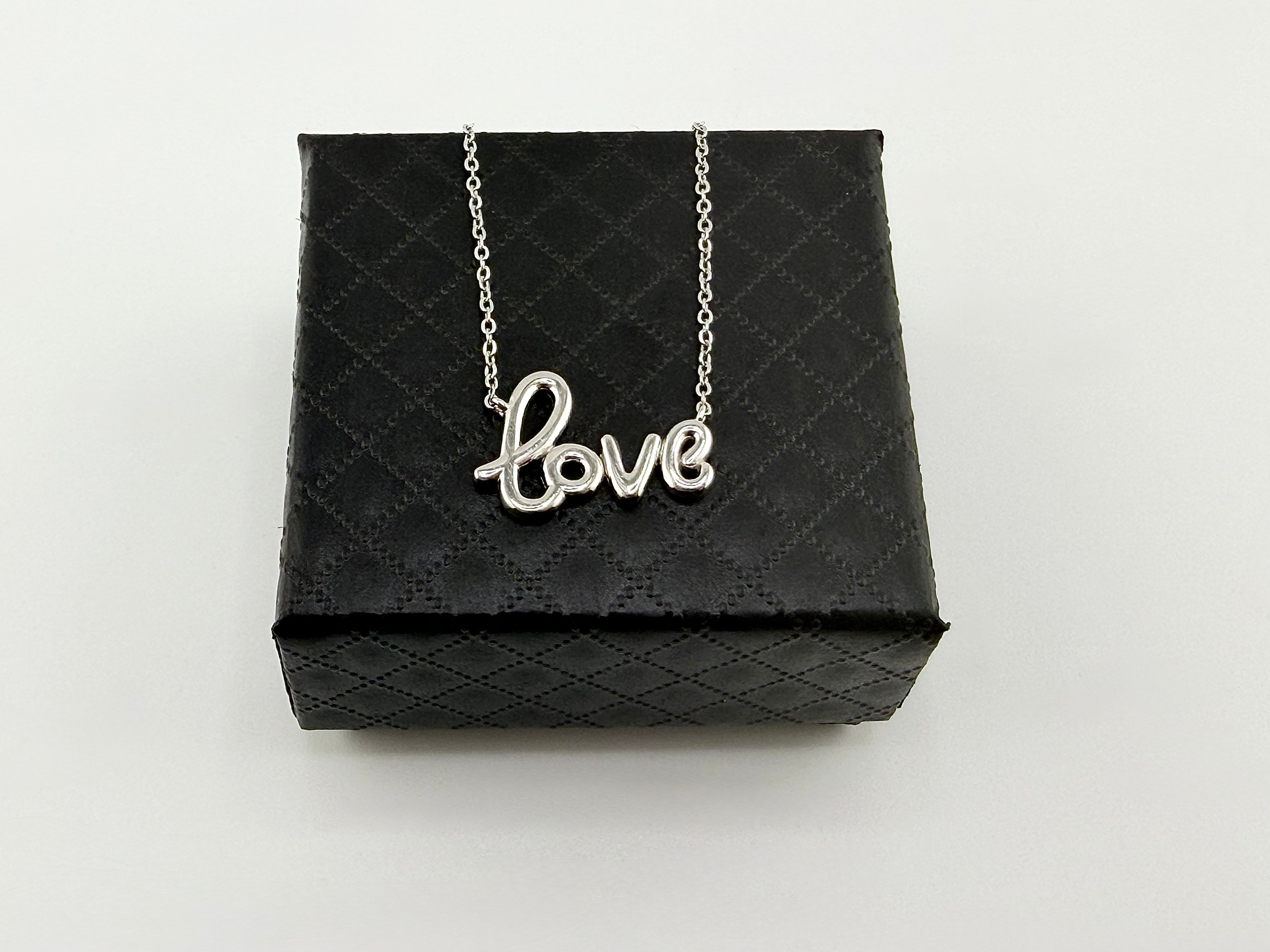 925 Sterling Silver Gold Plated “Love” Script Pendant Necklace