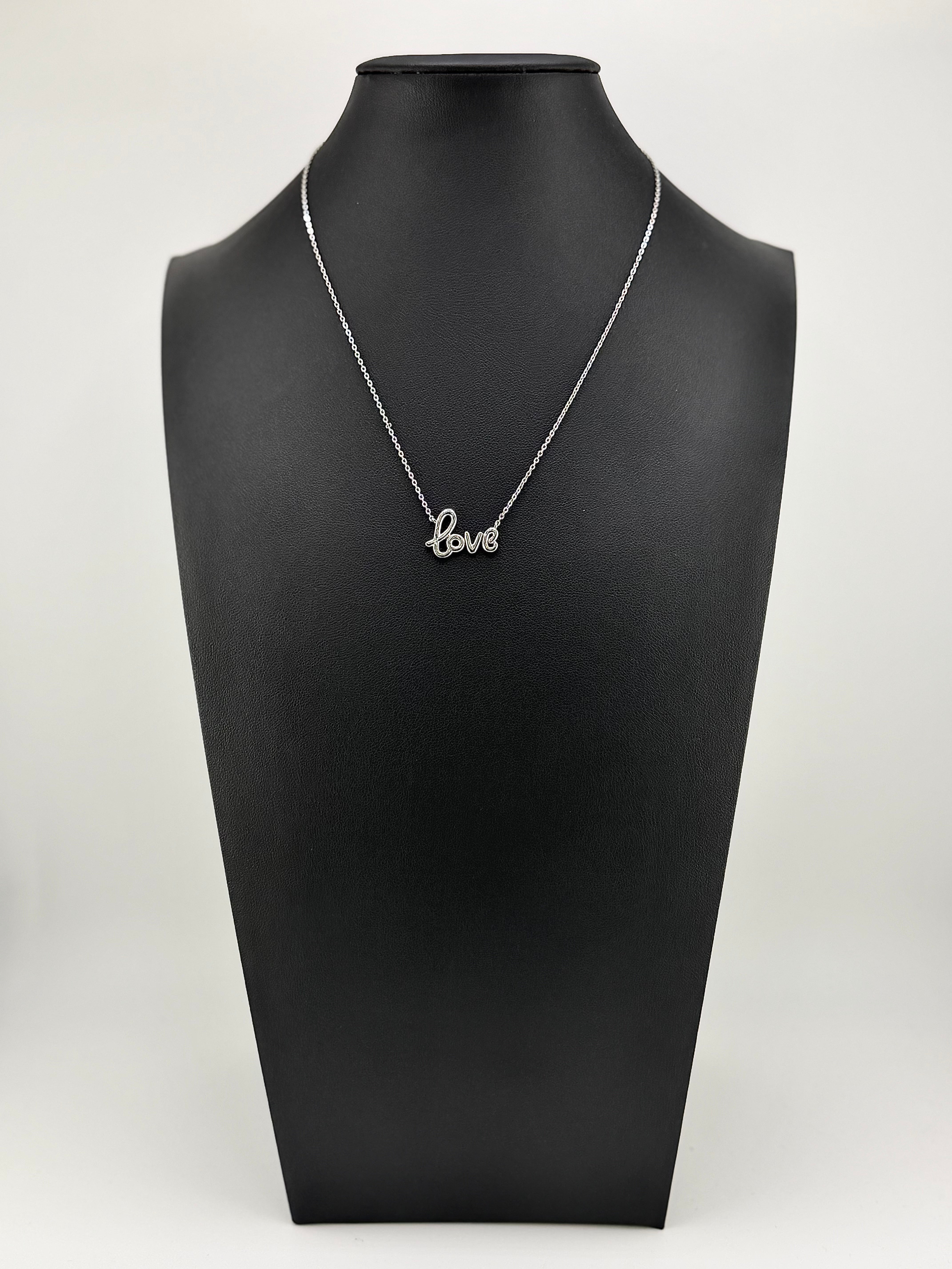 925 Sterling Silver Gold Plated “Love” Script Pendant Necklace