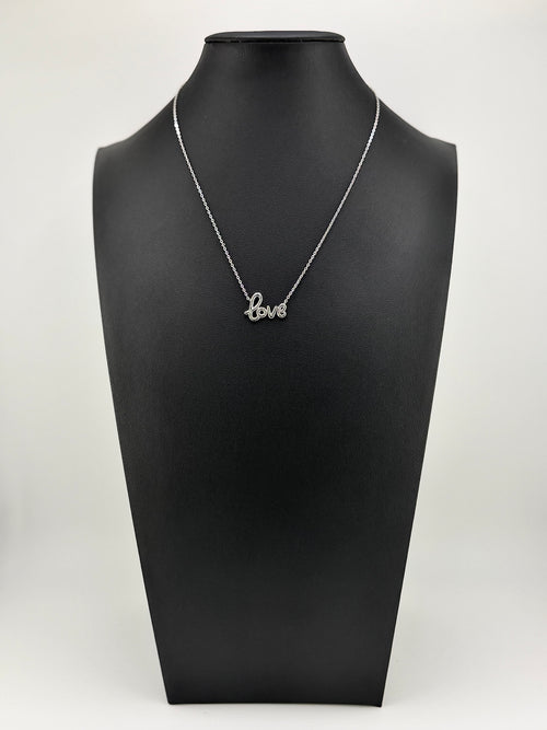 925 Sterling Silver Gold Plated “Love” Script Pendant Necklace