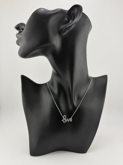 925 Sterling Silver Gold Plated “Love” Script Pendant Necklace