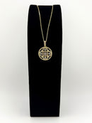 925 Sterling Silver Gold Plated CZ Floral Mandala Round Pendant Necklace