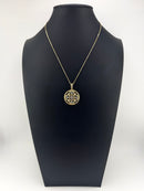 925 Sterling Silver Gold Plated CZ Floral Mandala Round Pendant Necklace