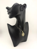 925 Sterling Silver Gold Plated CZ Floral Mandala Round Pendant Necklace