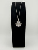 925 Sterling Silver CZ Floral Mandala Round Pendant Necklace