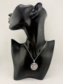 925 Sterling Silver CZ Floral Mandala Round Pendant Necklace